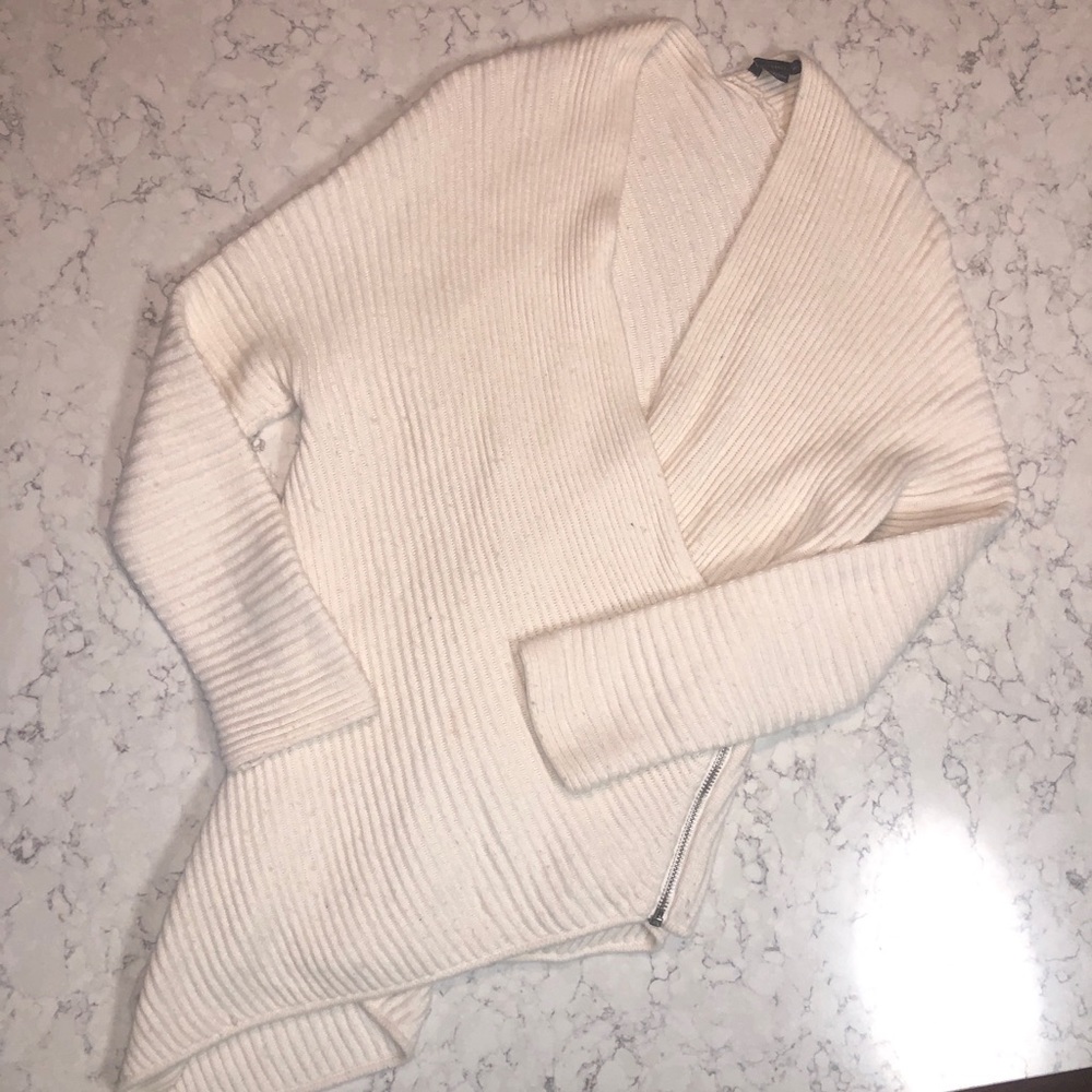 Armani exchange asymmetrical white sweater